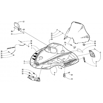 HOOD AND WINDSHIELD ASSEMBLY