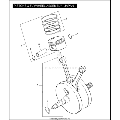 PISTONS & FLYWHEEL ASSEMBLY - TWIN CAM 96™ - JAPAN