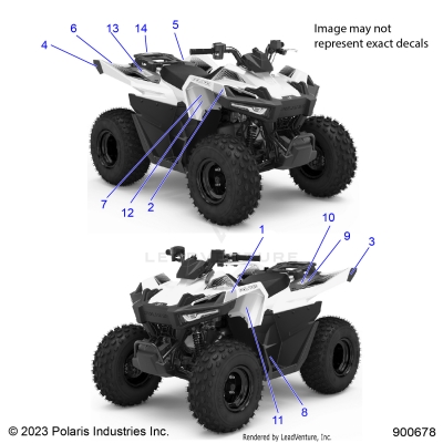 BODY, DECALS WARNING AND REFLECTORS - A24HBBO7B6/B7 (900678)