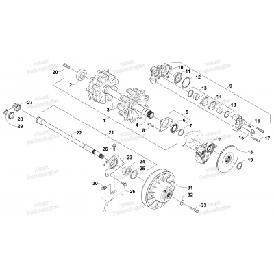 DRIVE TRAIN SHAFTS AND BRAKE ASSEMBLIES