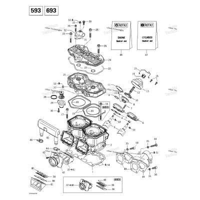 Cylinder, Exhaust Manifold, Reed Valve (593