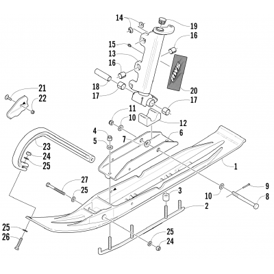 SKI AND SPINDLE ASSEMBLY