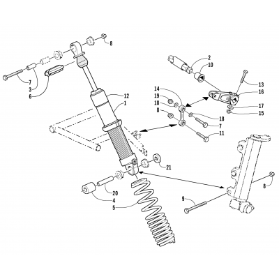 SHOCK ABSORBER AND SWAY BAR ASSEMBLY