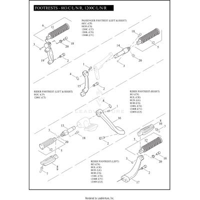 FOOTRESTS - 883/C/L/N/R, 1200C/L/N/R