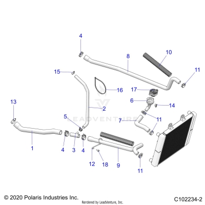 ENGINE, COOLING SYSTEM, HOSES - A23SDE57K4 (C102234-2)