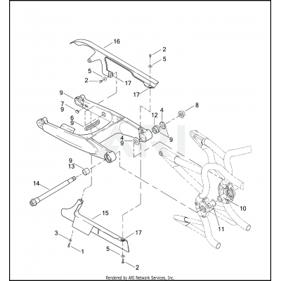 REAR FORK, DEBRIS DEFLECTOR & BELT GUARD