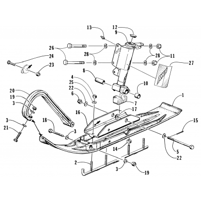 SKI AND SPINDLE ASSEMBLY