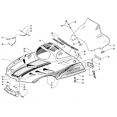 HOOD AND WINDSHIELD ASSEMBLY