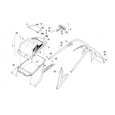 REAR BUMPER, STORAGE BOX, AND TAILLIGHT ASSEMBLY