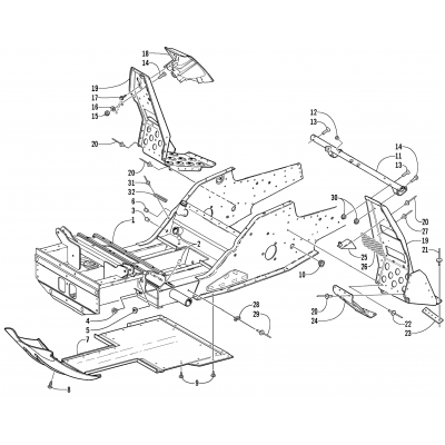 FRONT FRAME AND FOOTREST ASSEMBLY