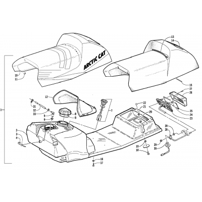 GAS TANK, SEAT, AND TAILLIGHT ASSEMBLY