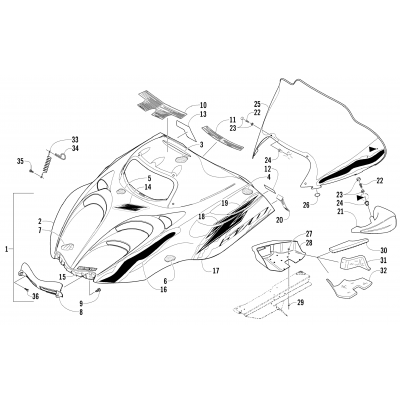 HOOD AND WINDSHIELD ASSEMBLY