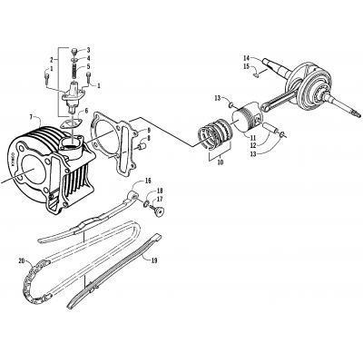 CRANKSHAFT, CYLINDER, PISTON, AND CAM CHAIN ASSEMBLIES