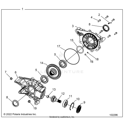 DRIVE TRAIN, REAR GEARCASE - A25SKE57C1/CK/E1/EK (102296)