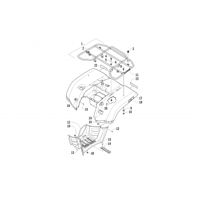 REAR RACK, BODY PANEL, AND FOOTWELL ASSEMBLIES