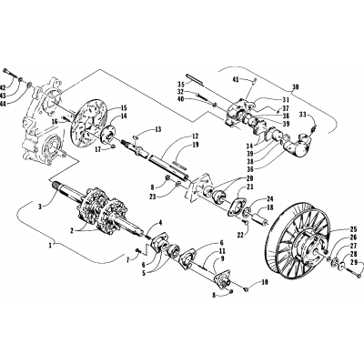 DRIVE TRAIN SHAFTS AND BRAKE ASSEMBLIES