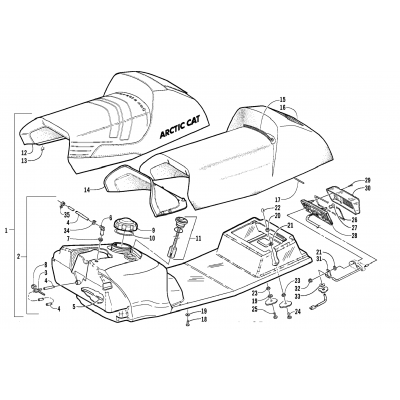 GAS TANK, SEAT, AND TAILLIGHT ASSEMBLY