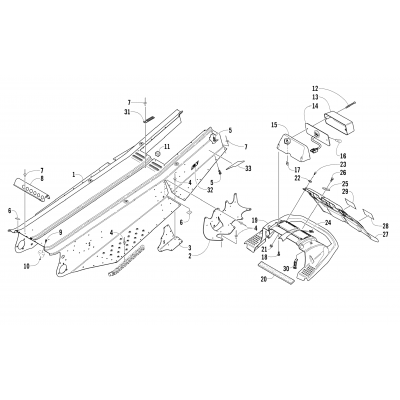 TUNNEL, REAR BUMPER, AND TAILLIGHT ASSEMBLY