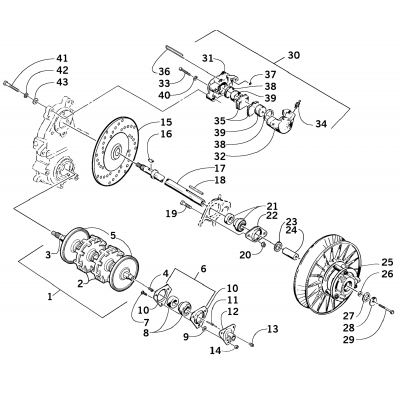 DRIVE TRAIN SHAFTS AND BRAKE ASSEMBLIES