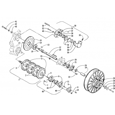 DRIVE TRAIN SHAFTS AND BRAKE ASSEMBLIES