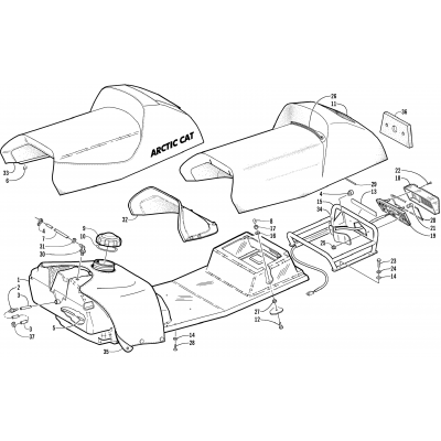 GAS TANK, SEAT, AND TAILLIGHT ASSEMBLY (LE)