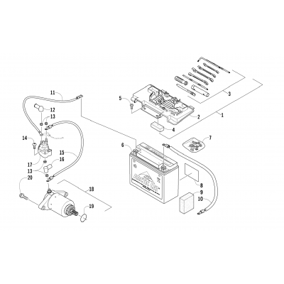 BATTERY AND STARTER ASSEMBLY