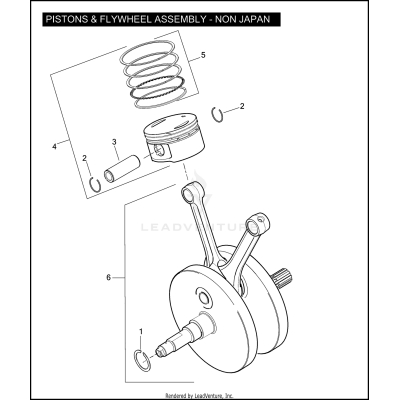 PISTONS & FLYWHEEL ASSEMBLY - TWIN CAM 110™ - NON JAPAN