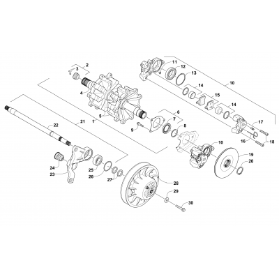 DRIVE TRAIN SHAFTS AND BRAKE ASSEMBLIES