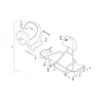REAR PASSENGER SEAT AND BACKREST ASSEMBLY