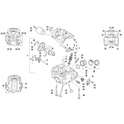 CYLINDER HEAD AND CAMSHAFT/VALVE ASSEMBLY (UP TO ENGINE SERIAL NO. 0309069)
