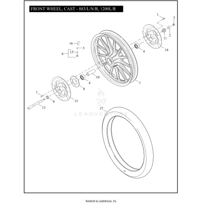 FRONT WHEEL, CAST - 883/L/N/R, 1200L/R