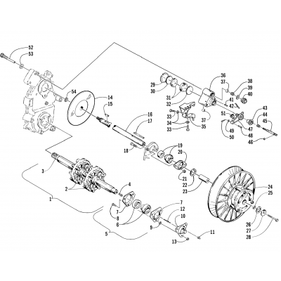 DRIVE TRAIN SHAFTS AND BRAKE ASSEMBLIES