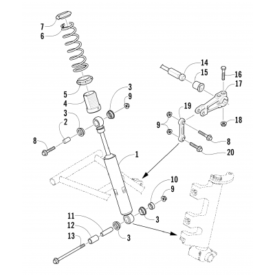 SHOCK ABSORBER AND SWAY BAR ASSEMBLY