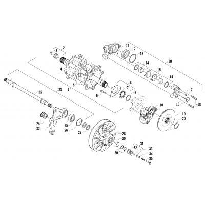 DRIVE TRAIN SHAFTS AND BRAKE ASSEMBLIES