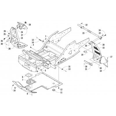 FRONT FRAME AND FOOTREST ASSEMBLY