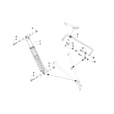 SHOCK ABSORBER AND SWAY BAR ASSEMBLY