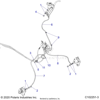 BRAKES, BRAKE LINES, FRONT - A23SDE57K4 (C102251-3)