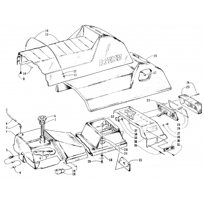 GAS TANK, SEAT, AND TAILLIGHT ASSEMBLIES