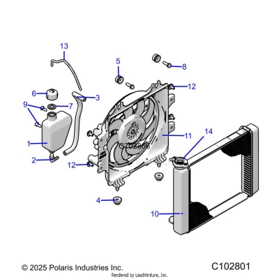 ENGINE, COOLING SYSTEM, RADIATOR, FAN & OVERFLOW BOTTLE - A25SJE57CP/EP (C102801)
