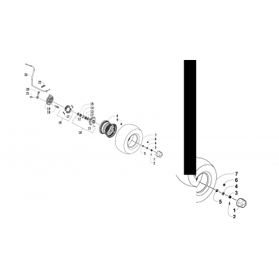 FRONT WHEEL AND BRAKE ASSEMBLIES