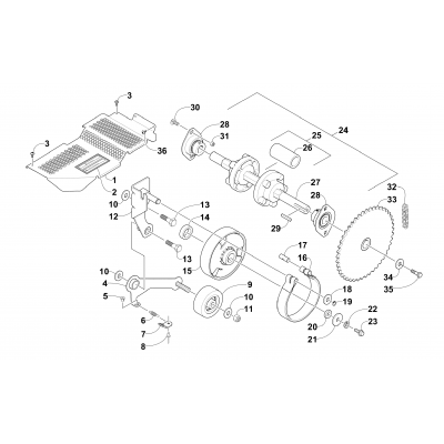 DRIVE TRAIN SHAFTS AND BRAKE ASSEMBLIES