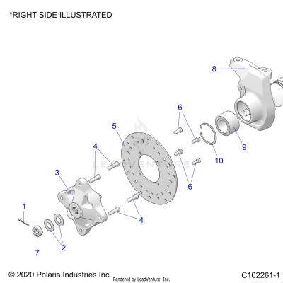 SUSPENSION, FRONT HUB, CARRIER, and BRAKE DISC - A25SJE57CP/EP (C102261-1)