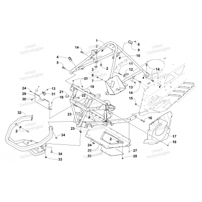 FRONT BUMPER, FRAME, AND STEERING SUPPORT ASSEMBLY