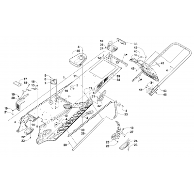 TUNNEL, REAR BUMPER, AND SNOWFLAP ASSEMBLY