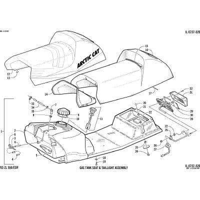 GAS TANK, SEAT, AND TAILLIGHT ASSEMBLY