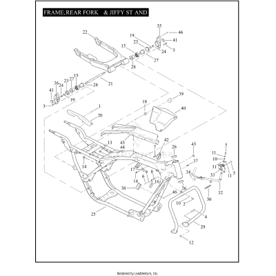 FRAME, REAR FORK & JIFFY STAND