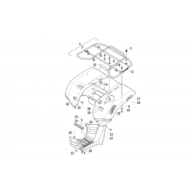 REAR RACK, BODY PANEL, AND FOOTWELL ASSEMBLIES