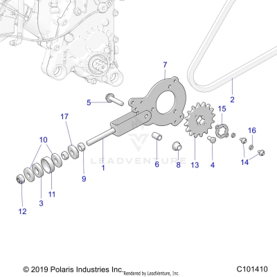 DRIVE TRAIN, CHAIN TENSIONER AND SPROCKET - A20HAB15A2 (C101410)