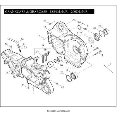 CRANKCASE & GEARCASE - 883/C/L/N/R, 1200C/L/N/R