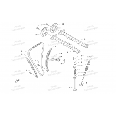 CAMSHAFT, CHAIN, AND VALVE ASSEMBLY